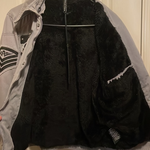 Rare🔥💥 Affliction limited Edition Unisex bomber jacket/coat w/ faux fur lining - Picture 9 of 17